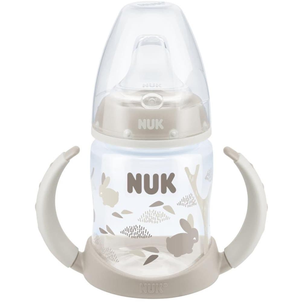 NUK, First Choice, Flaske med drypfri drikketud, Silikone, 150 ml, Hvid