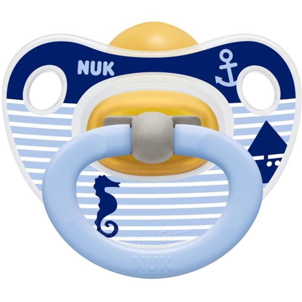 NUK, Sut, Latex, Happy Kids, 0-6 mdr., 1 stk., Blå