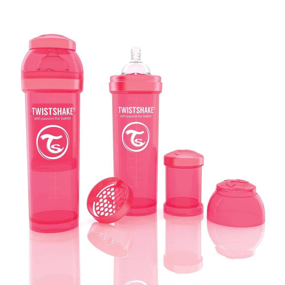 Twistshake, Tåteflaske, Anti Kolikk, 330 ml, Peach