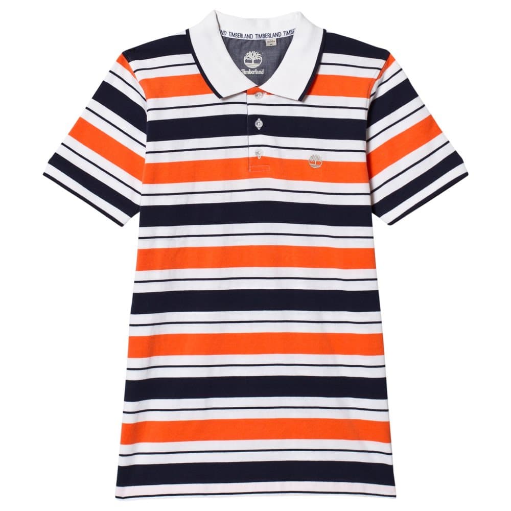 Timberland, Stripe Polo Oransje/Marineblå