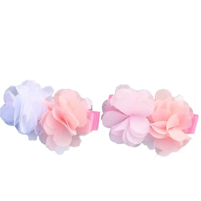 Hårspänne Clip Chiffong blommor Vit/aprikos