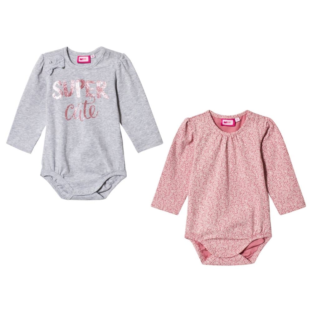 Max Collection, 2-Pack Baby Body Grå/Dusty Rose