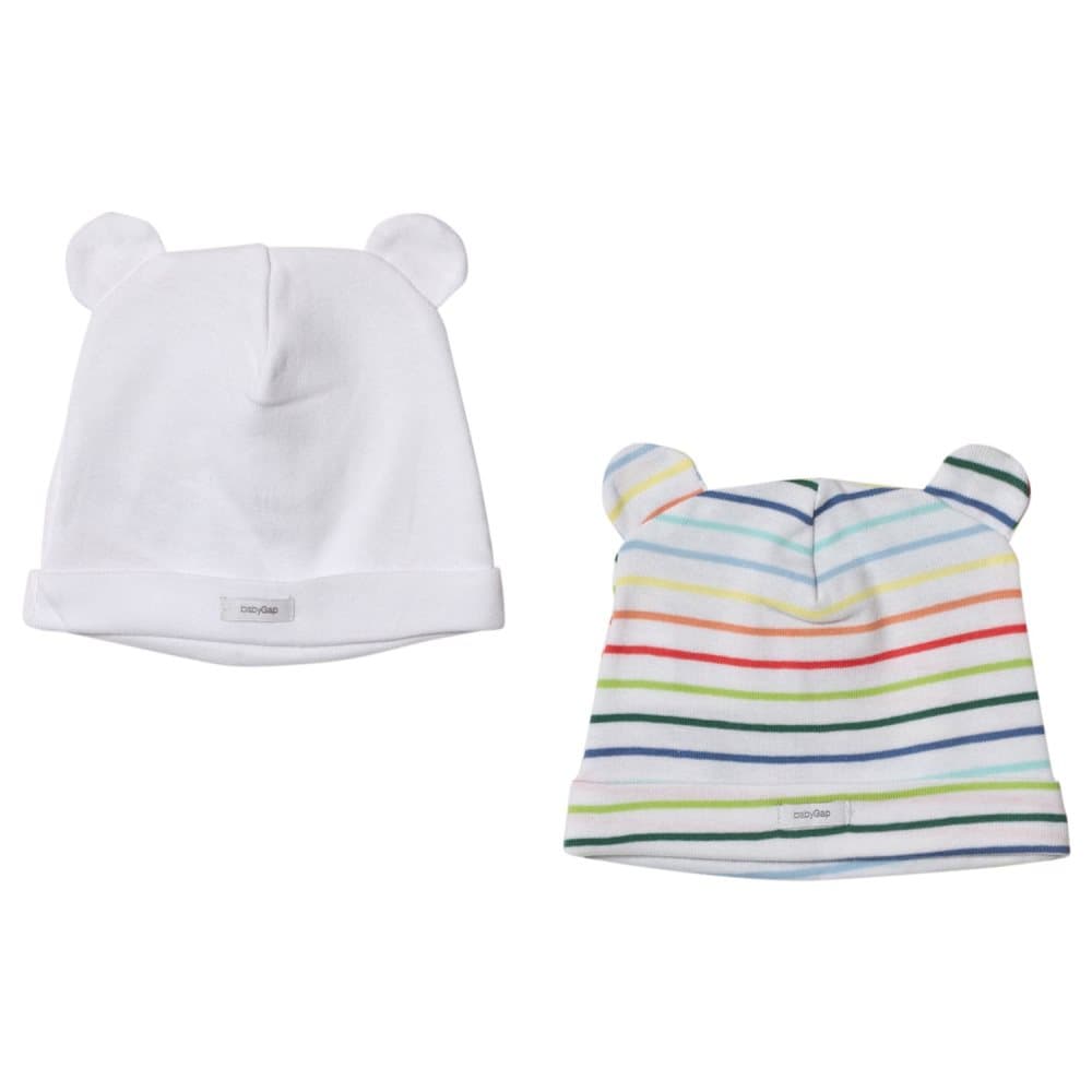 Gap, 2-Pack Favorite lue i multistriper/hvit med bjørn