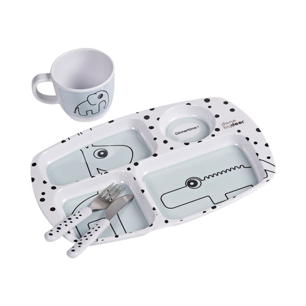 Done by Deer, Toddler dinner set, Happy dots, blue