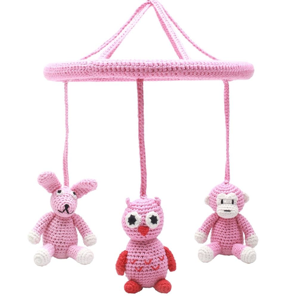 natureZOO, Circle Mobile, Rabbit, Owl, Monkey, Pink
