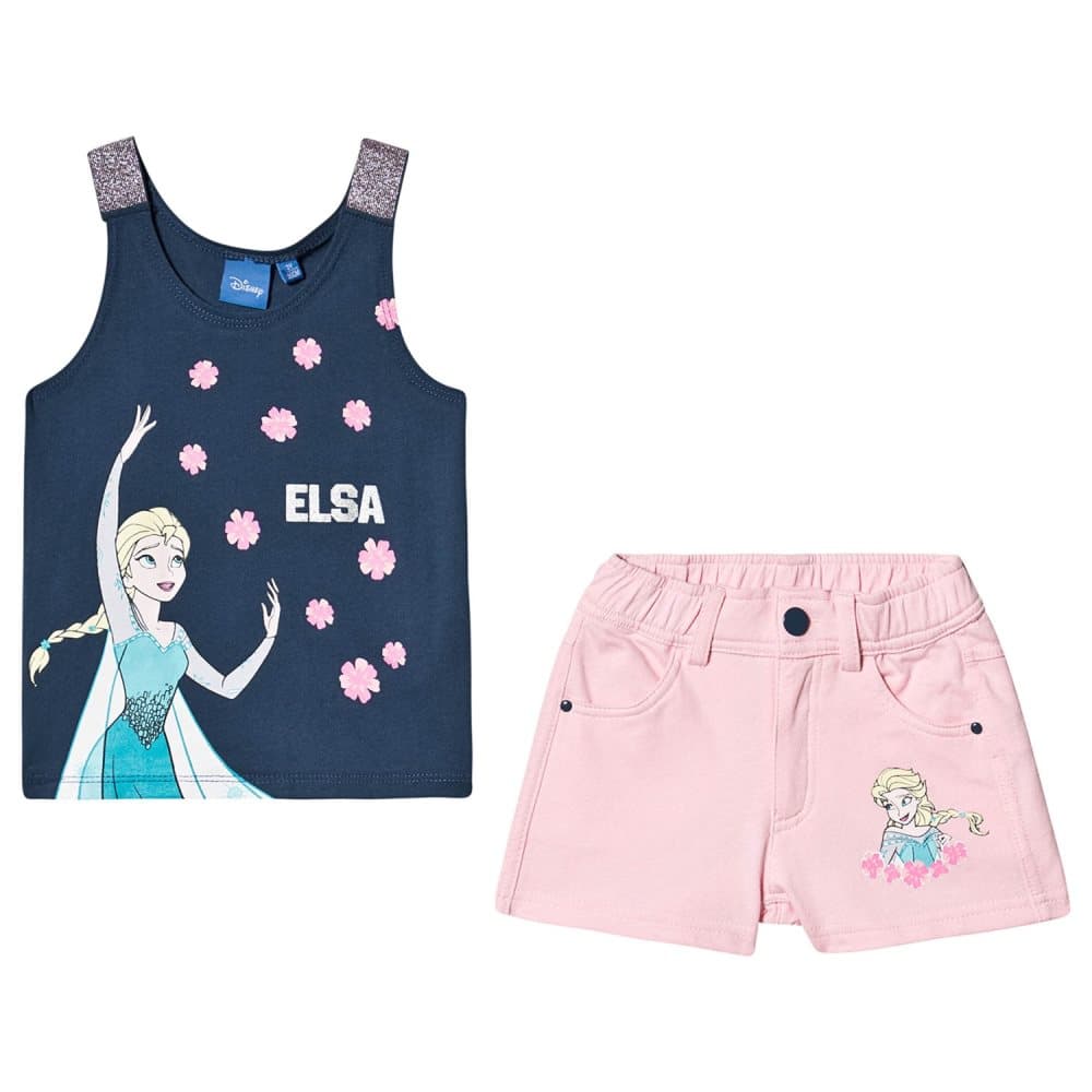 Disney Frozen Ss T-Shirt + Shorts Set Dark Denim/ Orchid Pink