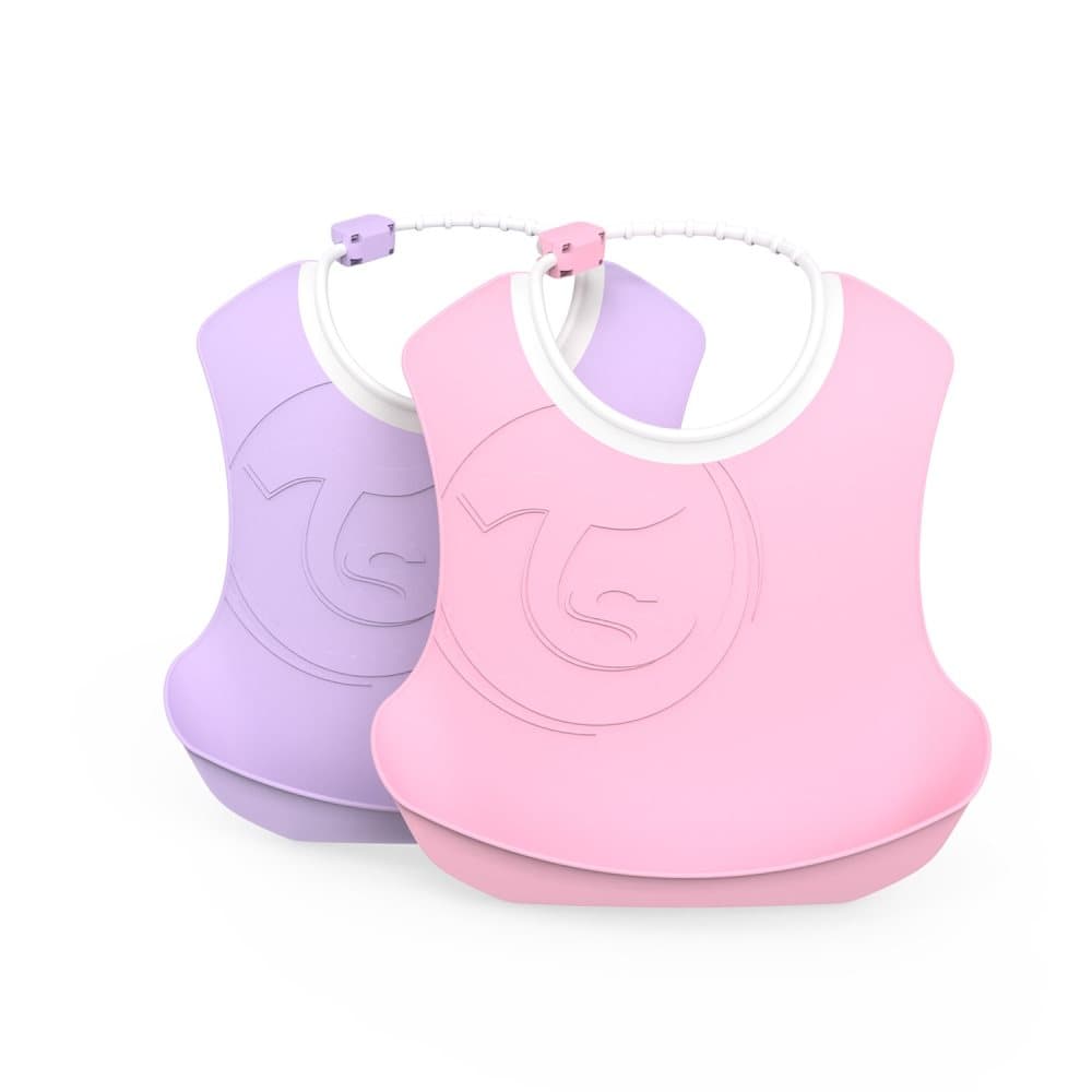 Twistshake 2x Bib 4+m Pastel Pink Purple