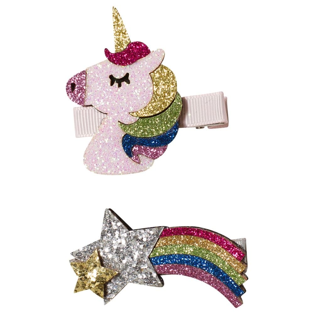 Ciao Charlie, Hair Clip Set Unicorn Rainbow Glitter