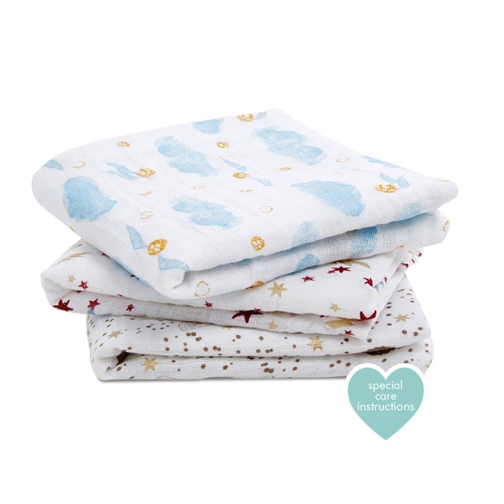Aden + Anais, Pack of 3 Metallic Harry Potter Musy Squares