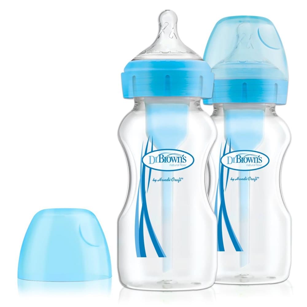 DrBrown, 2-Pakke Options+™ Wide-Neck Tåteflaske 270 ml Blå