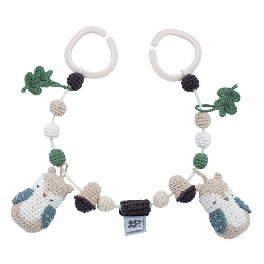 sebra, Crochet pram chain Woodland Blinky the owl