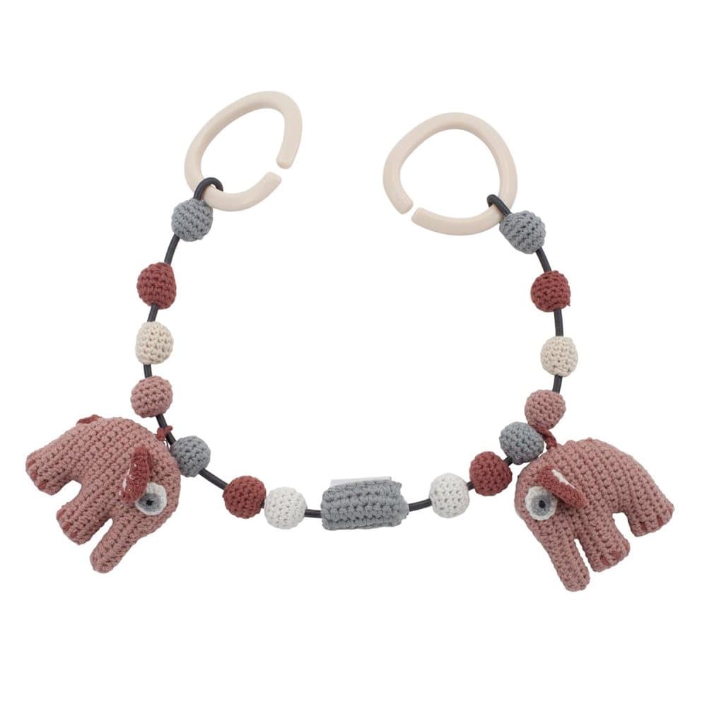 sebra, Crochet pram chain Fanto the elephant blossom pink