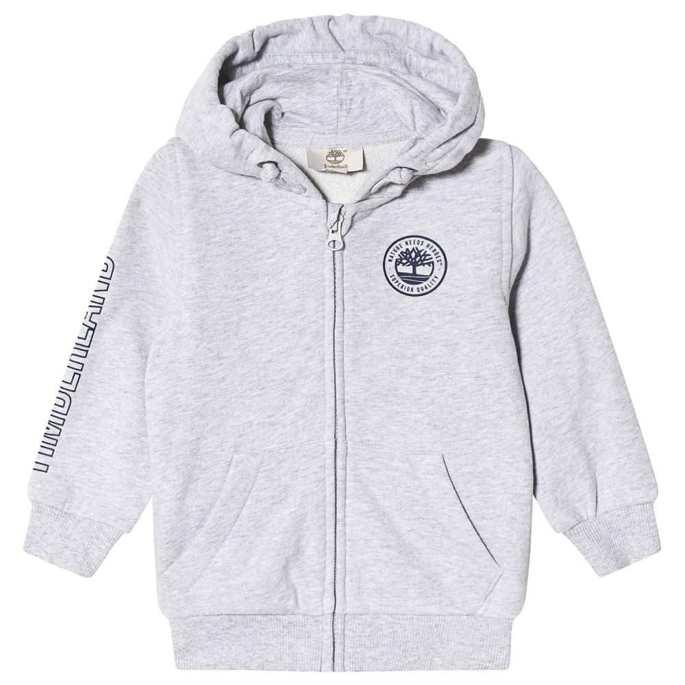 Timberland, Grey Timberland Tree and Branded Sleeve Full Zip Hoodie