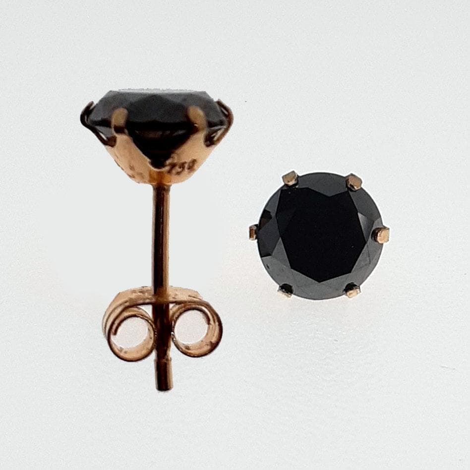 Beckasin earrings set in 18K Gold with brilliant cut black diamonds