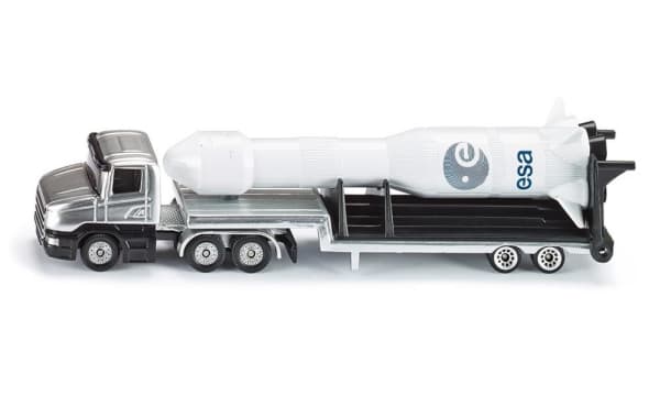 Siku Low Loader with rocket, Svart, Silver, Vit, Modellastbil / -släp