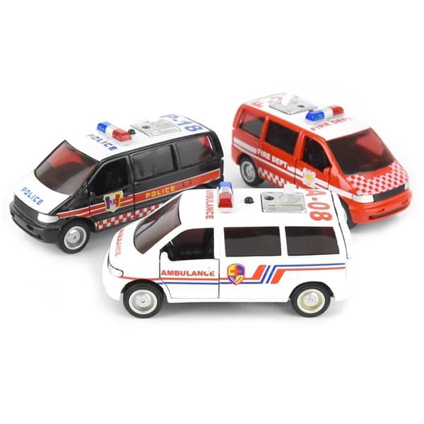 Utryckningsfordon med ljud och ljus Polis Ambulans