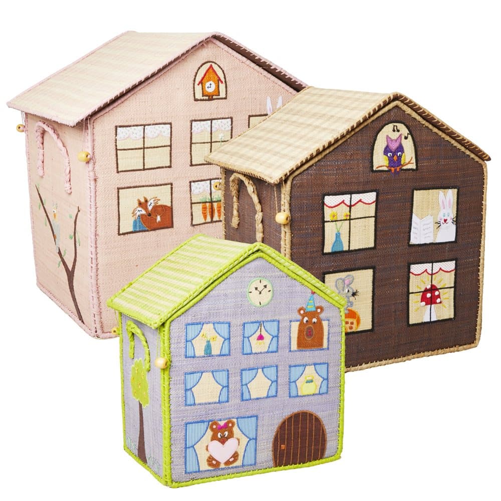 Raffia förvaringskorg, House Toy Basket Djungel, 3-pack, Rice