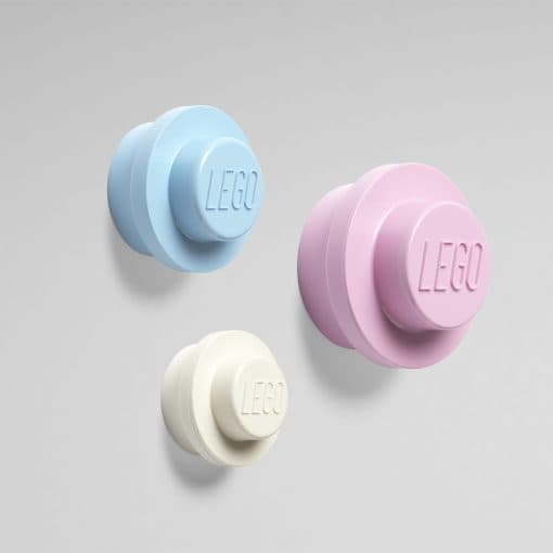 LEGO Väggkrok 3-pack, Blå, Rosa, Vit