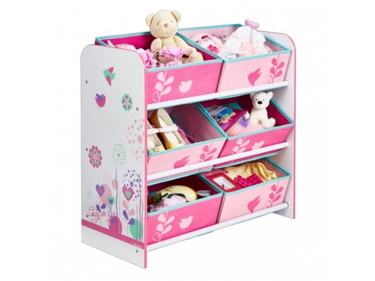 Worlds Apart 471FLW, Toy storage shelves, Rosa, Frittstående, Bilde, Flowers and Birds, Soverom, Barnerom