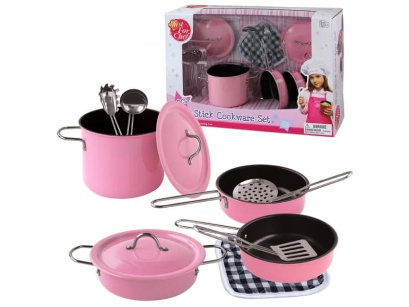 Grydesæt i pink m. 11 dele