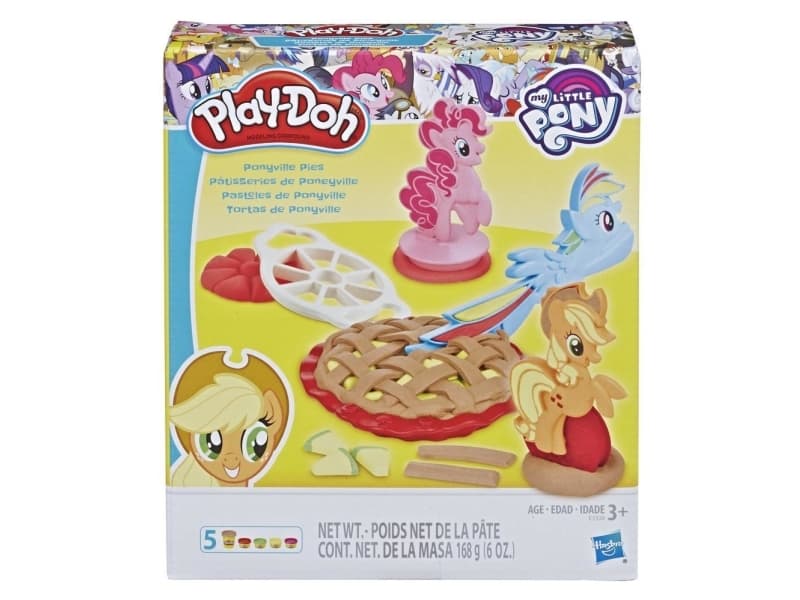 Hasbro Ponyville Pies Set with 5 Play-Doh Colors, Not for children under 36 months, Boks, Rainbow Dash knife, Pinkie Pie stamper, Applejack rolling s