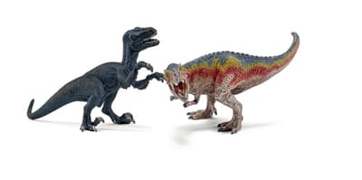 Schleich Tyrannosaurus rex och Velociraptor små 42216