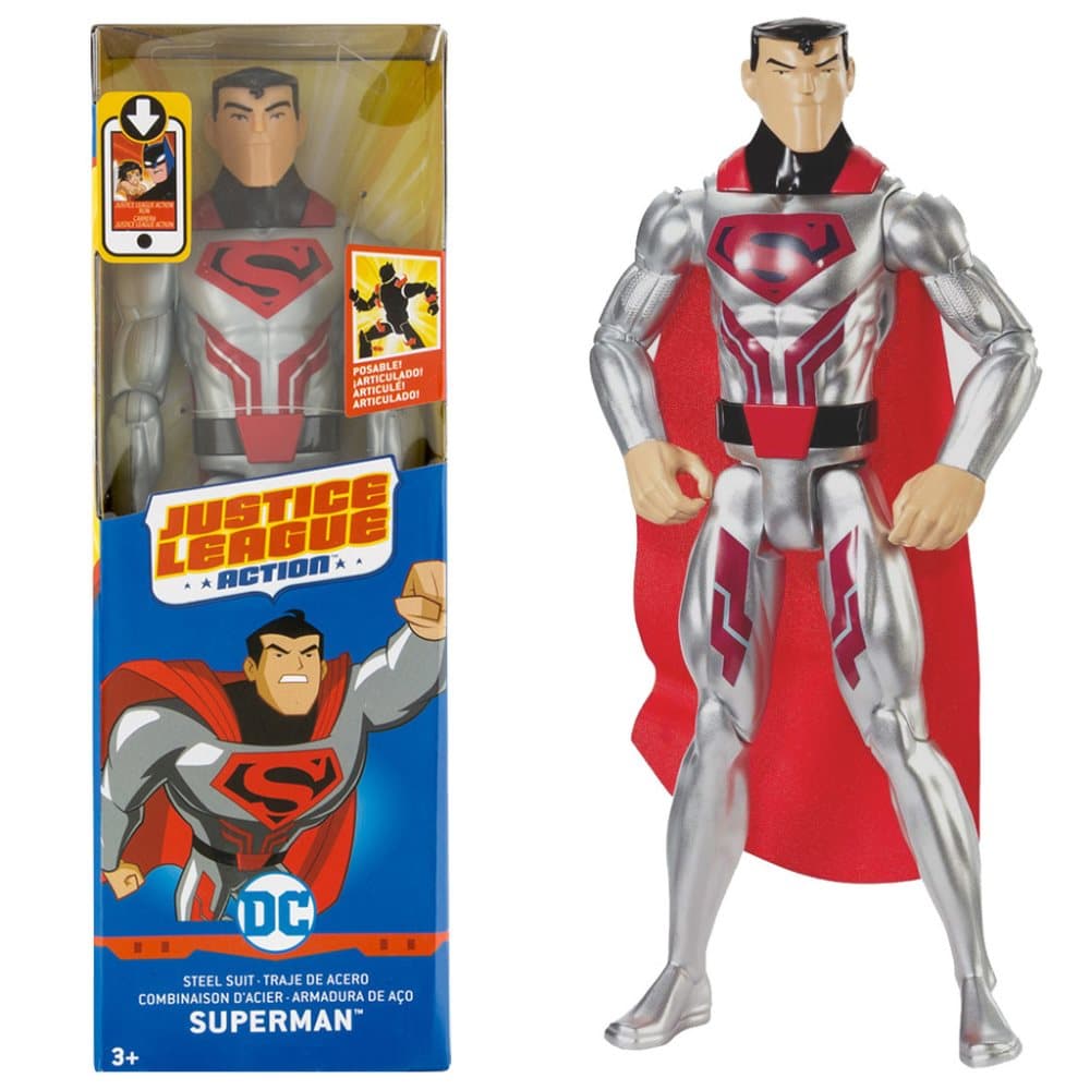 DC Comics Justice League Superman Stålmannen Steel Suit Actionfigur 30cm