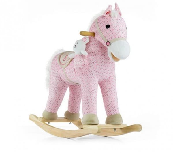 Milly Mally Pony Soft Rocking Horse with a Teddy Bear (Pink)