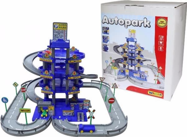 Polesie Wader Parkgarage with 4 levels with play street and cars, blue