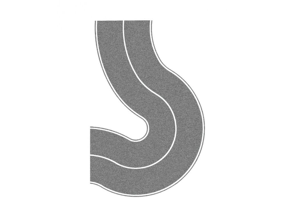 NOCH Federal Road Curve, Car track, NOCH, 2 styck, Grå, HO (1:87), 80 mm