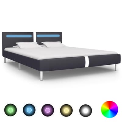 vidaXL sengestel med LED 180 x 200 cm sort kunstlæder