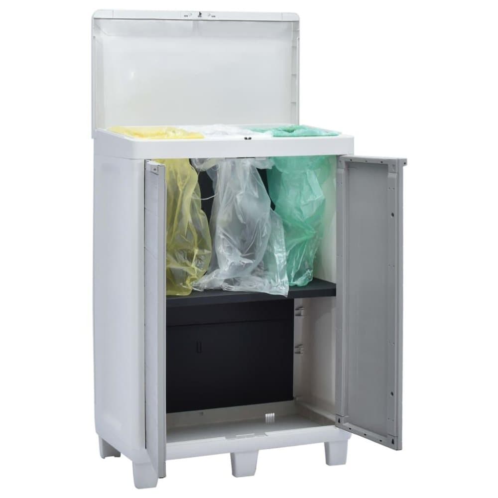 vidaXL Søppelbøtte for hage med 3 sekker lysegrå 65x38x102 cm