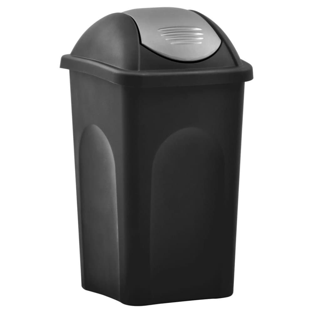 vidaXL Soptunna med svänglock 60L svart och silver