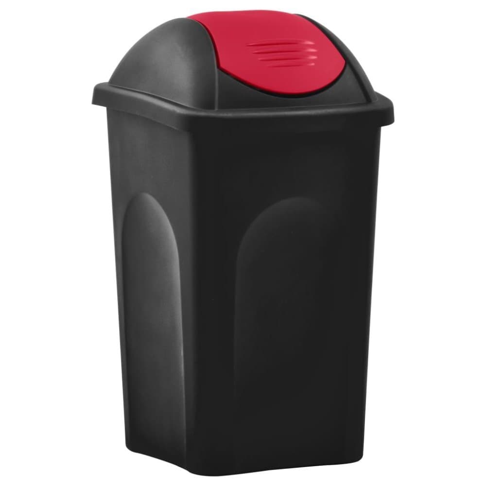 vidaXL Soptunna med svänglock 60L svart och röd