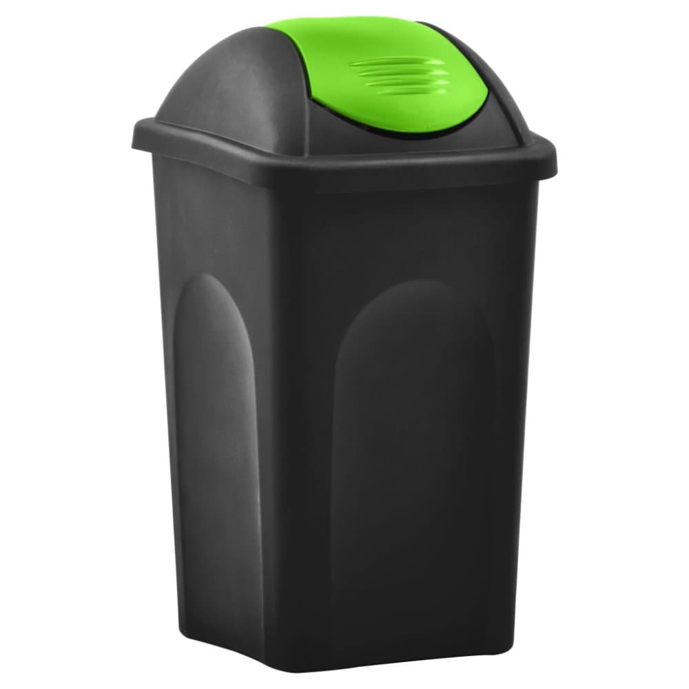 vidaXL Soptunna med svänglock 60L svart och grön