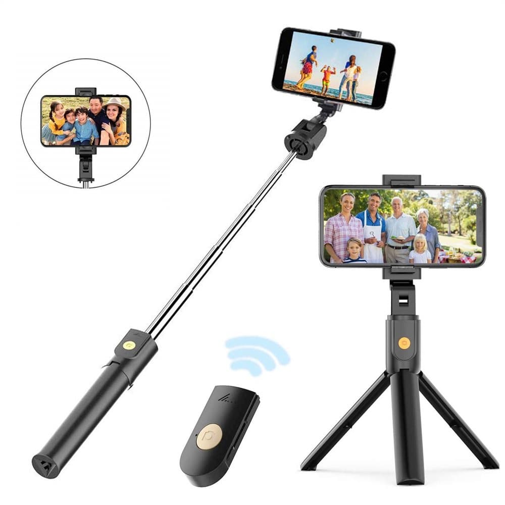 Selfiepinne / tripod med trådlös fjärrkontroll