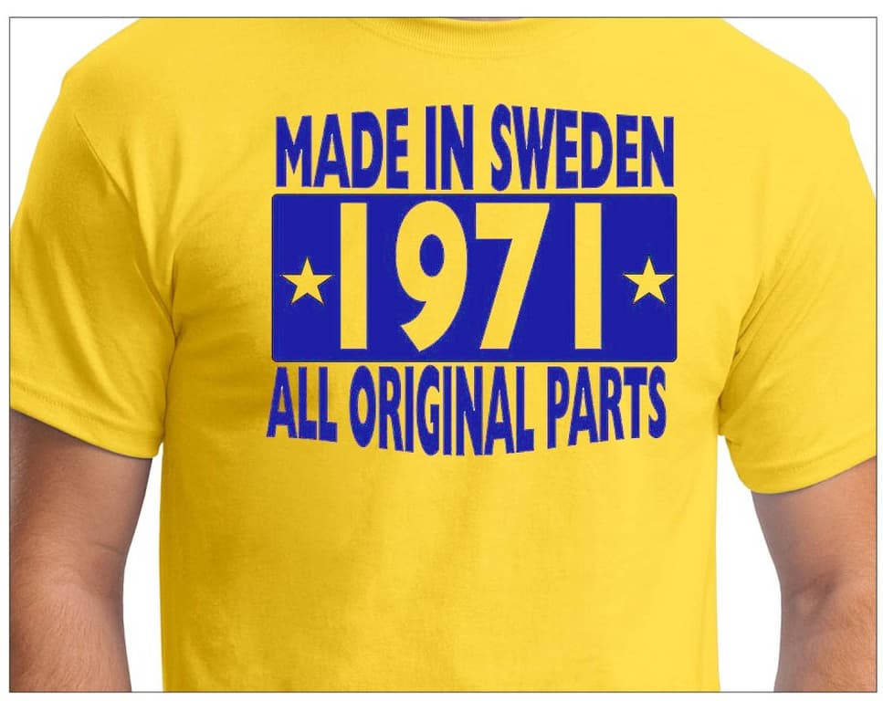 Gul T-shirt Made in Sweden 1971 All original parts XXL