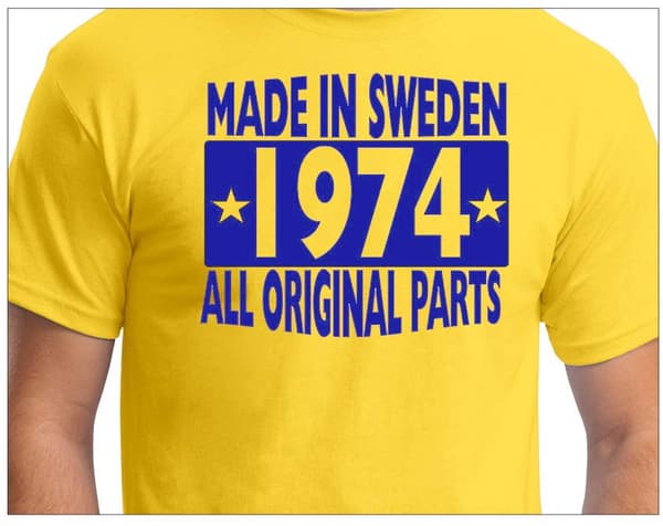 Gul T-shirt Made in Sweden 1974 All original parts M