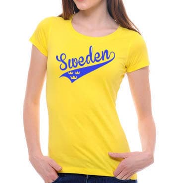 Sweden Swosh stil dam t-shirt med 3 kronor XL