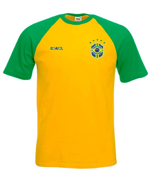 Brasilien stil Raglan fotboll t-shirt - Gul grön XL