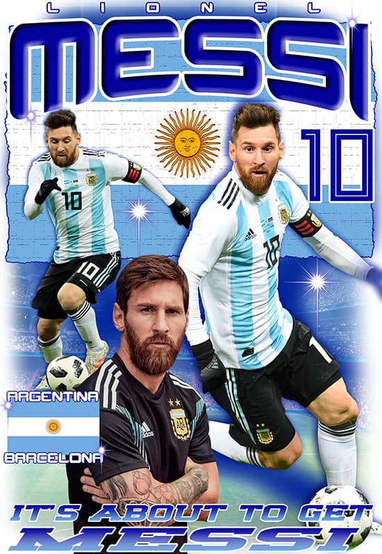 Messi Tshirt Argentina tröja med tryck fram & bak