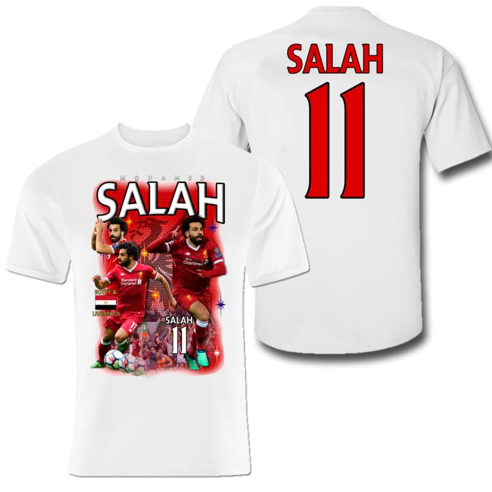 Salah Liverpool t-shirt med tryck fram & bak sportströja YNWA