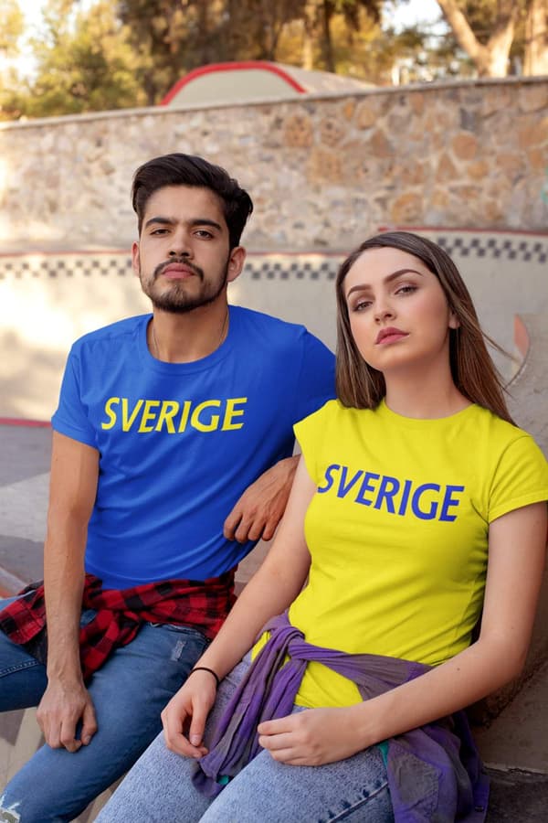 Sverige gul dam t-shirt