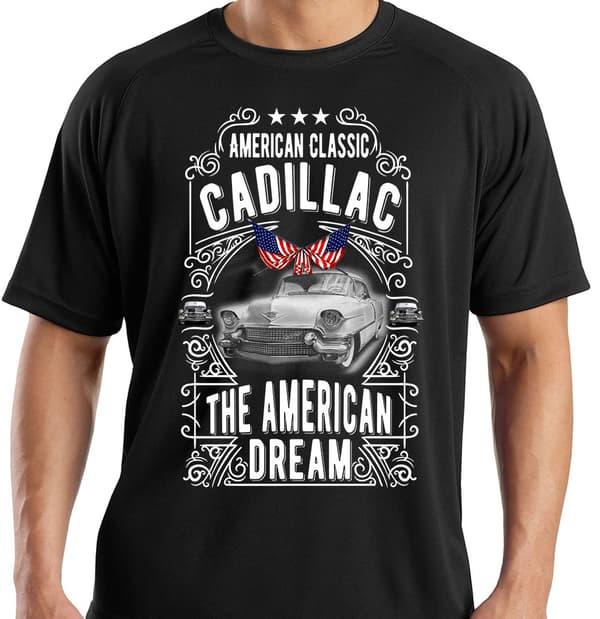 Bil T-shirt Cadillac svart vintage stil