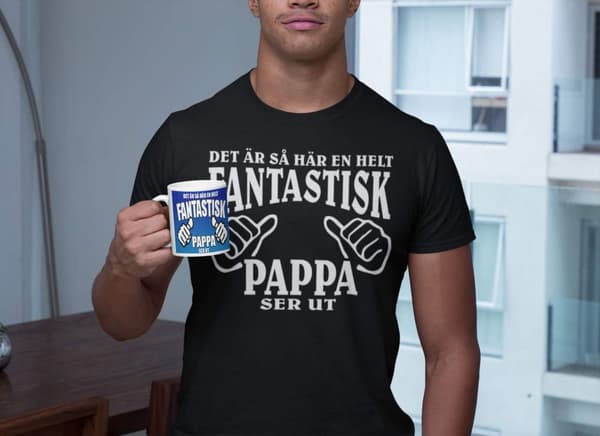 Pappa T-shirt & Mugg Paket - Hur en fantastisk Pappa ser ut