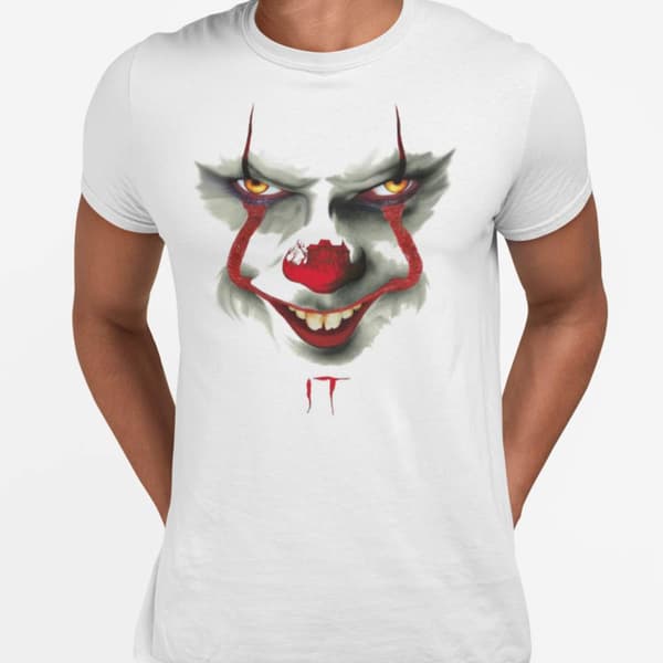 Pennywise t-shirt - Vit IT smile Halloween