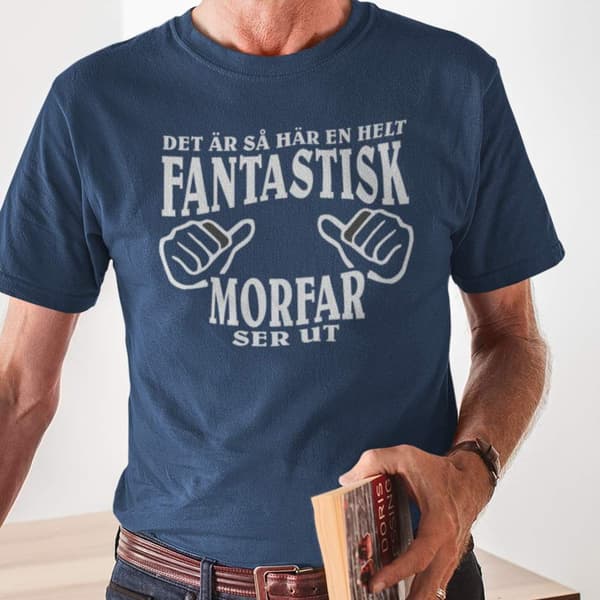 Morfar T-shirt i marin blå , fantastisk Morfar ser ut XL