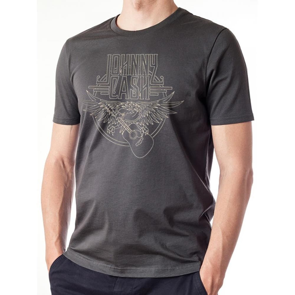 Johnny Cash Unisex Adults Outline Eagle Guitar Design T-shirt
