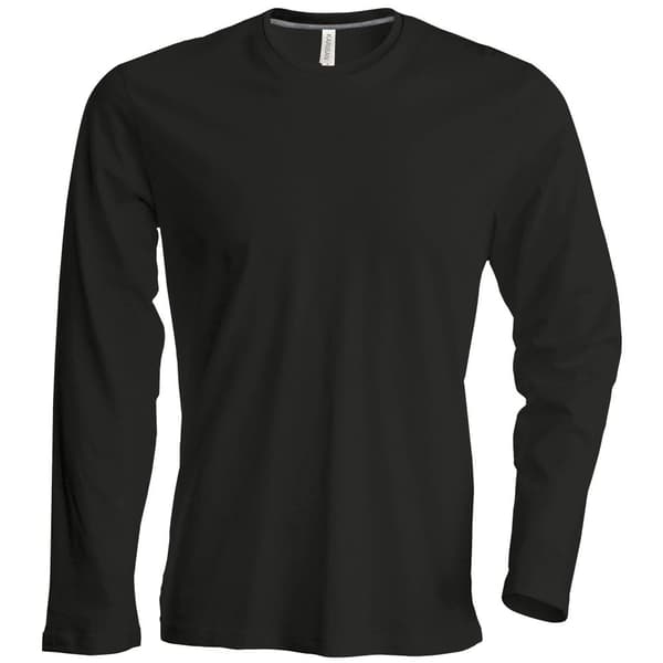 Kariban Herre Slim Fit langærmet T-shirt med halsudskæring