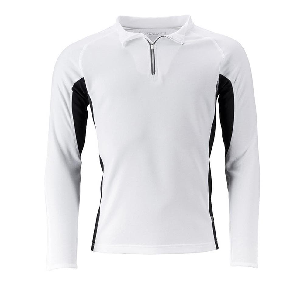 James and Nicholson Mens Long Sleeved Half Zip Running Shirt